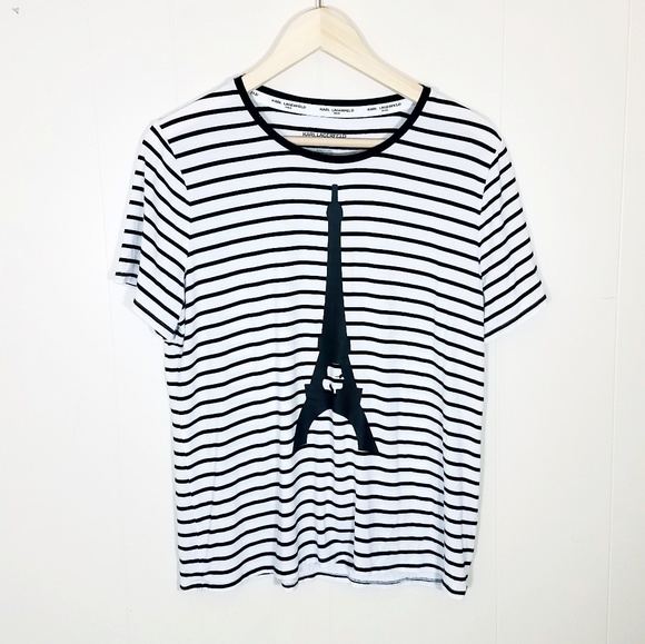 Karl Lagerfeld Tops - Karl Lagerfeld Eiffel Tower Paris Striped Tee